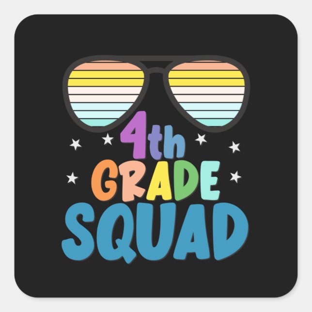 4th Grade Squad Square Sticker (Front)