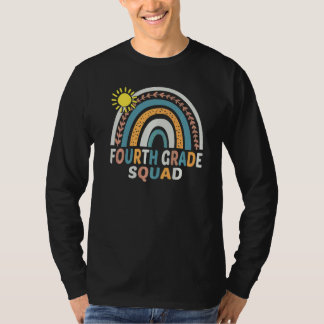 4th Grade Squad Teacher Student Rainbow 100th Day  T-Shirt
