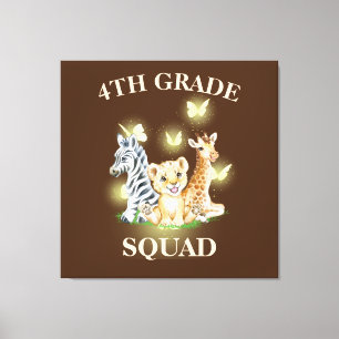 4th Grade Squad wild Zoo Teacher Student Back Canvas Print