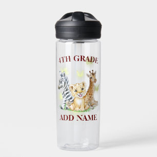 4th Grade Squad wild Zoo Teacher Student Back Water Bottle