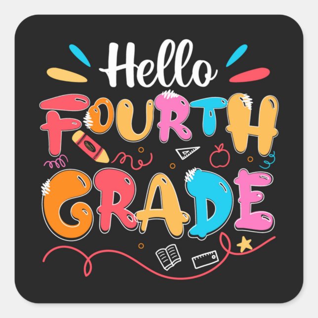 4th Grade Square Sticker (Front)
