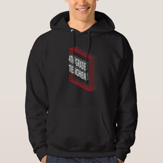 4th Grade Teacher Job Title Appreciation Retro Hoodie (Front)