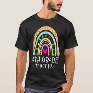 4th Grade Teacher Leopard Rainbow First Day Of Sch T-Shirt