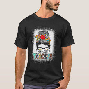 4Th Grade Teacher Messy Bun Back To School Teacher T-Shirt