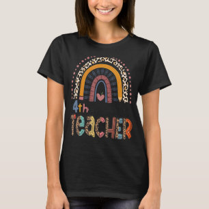 4th Grade Teacher Rainbow Leopard Back To School T-Shirt