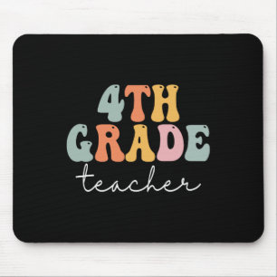 4th Grade Teacher Retro Groovy Vintage First Day O Mouse Mat