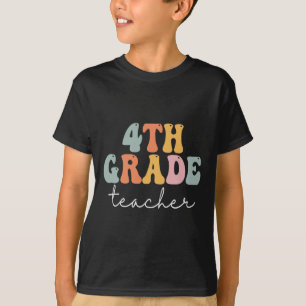 4th Grade Teacher Retro Groovy Vintage First Day O T-Shirt