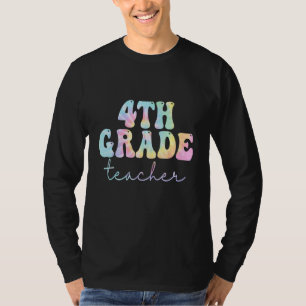 4th Grade teacher Retro Groovy Vintage First Day O T-Shirt