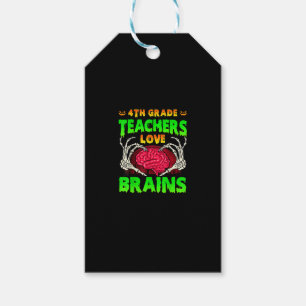 4th Grade Teachers Brains Skeleton Hand Heart Hall Gift Tags