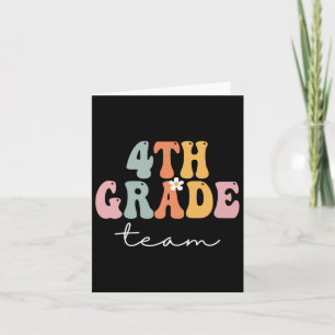 4th Grade Team Retro Groovy Women Happy First Day  Card