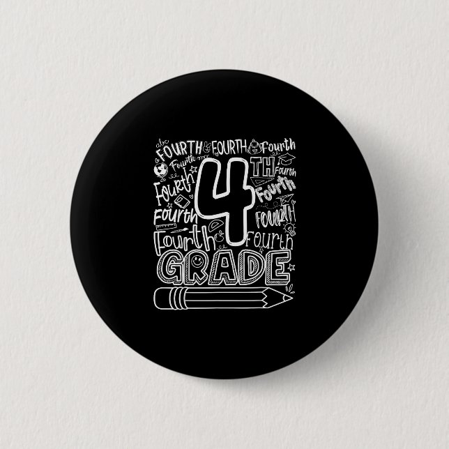 4th grade typography team fourth back to school 6 cm round badge (Front)