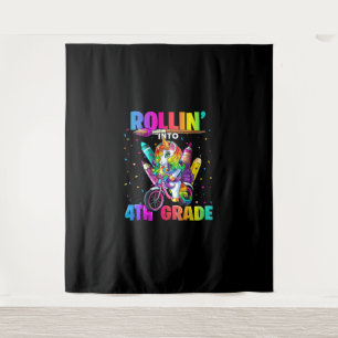 4th Grade Unicorn Back to School First Day of Scho Tapestry