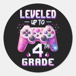 4th Grade Unlocked Level Up Video Gamer Back To Classic Round Sticker