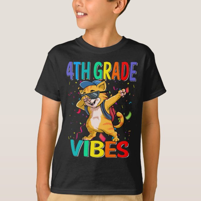 4th Grade Vibes Cat Back To School T-Shirt (Front)