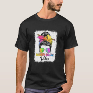 4th Grade Vibes Messy Bun Back To School Kids Girl T-Shirt
