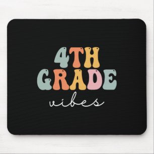 4th Grade Vibes Retro Groovy Women Happy First Day Mouse Mat