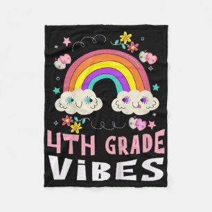 4th Grade Vibes School Pupil 1st Day Back To Schoo Fleece Blanket