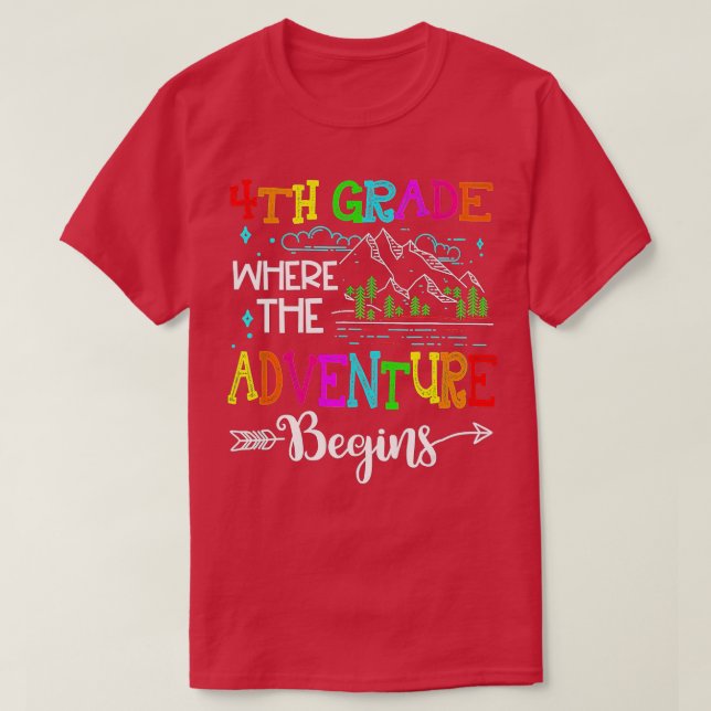 4th Grade Where The Adventure Begins First Day Of  T-Shirt (Design Front)
