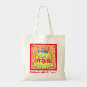4th Happy Birthday Cake Name Personalised Boy Gift Tote Bag