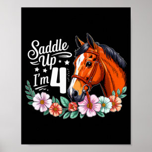 4th Horse Birthday Four Years Old Girls Horses Bir Poster