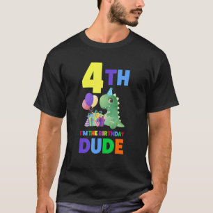 4th I'm The Birthday Dude Age Of 4 Fourth Birthday T-Shirt
