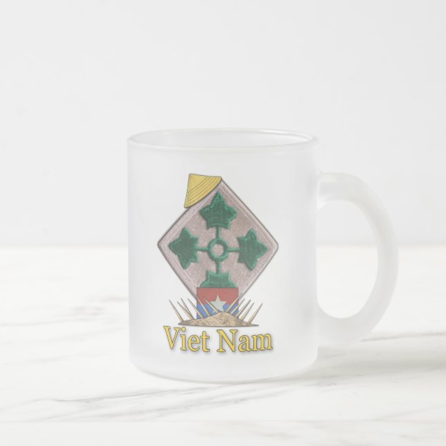 4th INF DIV Infantry Division Vietnam War Frosted Glass Coffee Mug (Right)