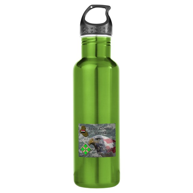 4th Infantry Div Iraq Combat Veteran 710 Ml Water Bottle (Front)