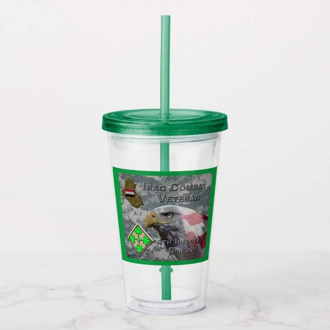 4th Infantry Div Iraq Combat Veteran Acrylic Tumbler (Front)