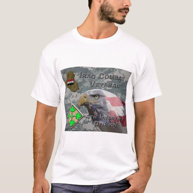 4th Infantry Div Iraq Combat Veteran T-Shirt (Front)