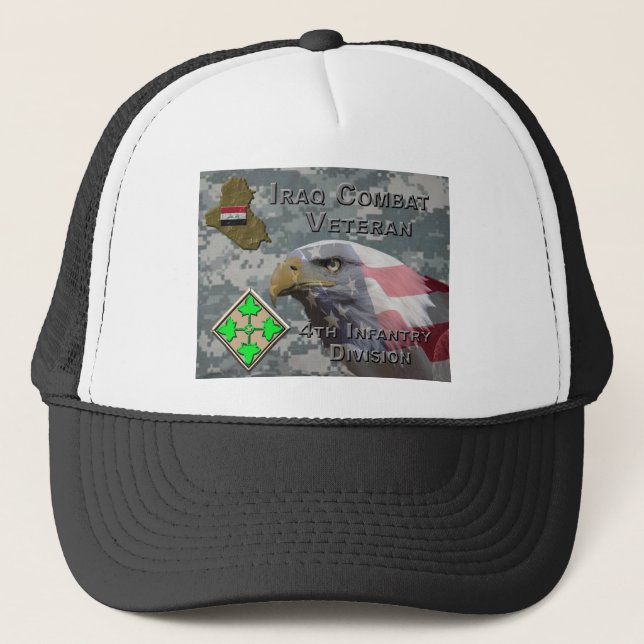 4th Infantry Div Iraq Combat Veteran Trucker Hat (Front)
