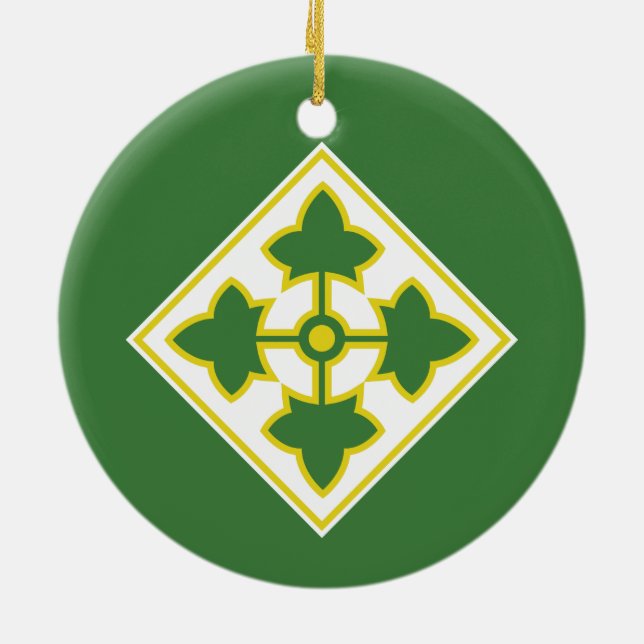 4th Infantry Division Badge Ceramic Tree Decoration (Back)