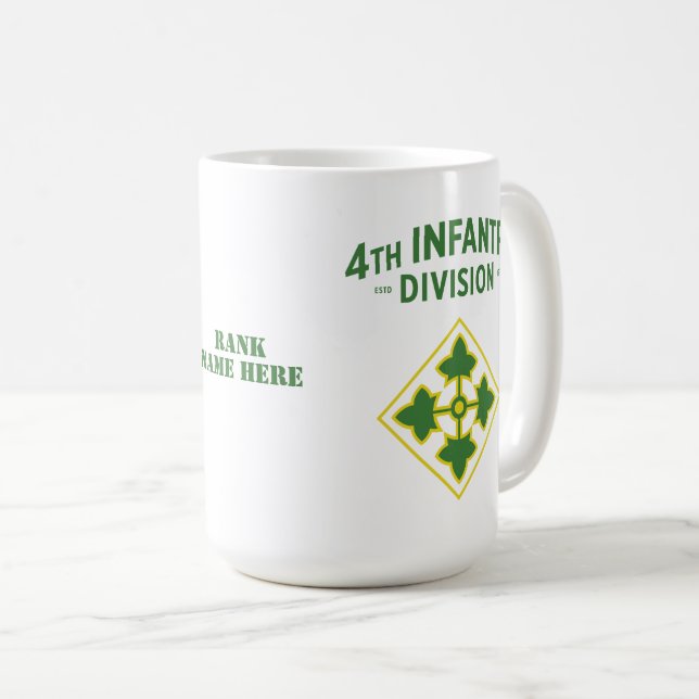 4th Infantry Division Badge Customisable Coffee Mug (Front Right)