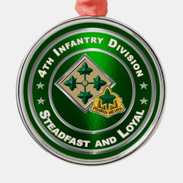 4th Infantry Division Christmas Metal Tree Decoration (Front)