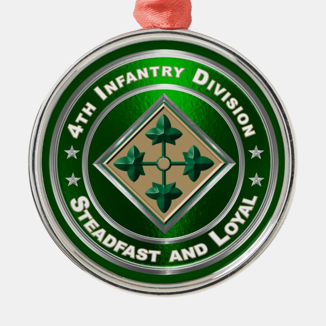 4th Infantry Division Christmas    Metal Tree Decoration (Front)