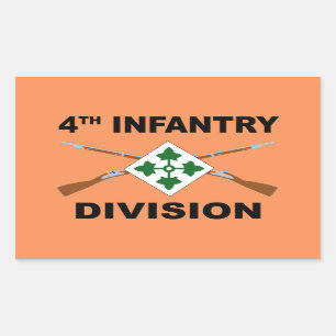 4th Infantry Division - Crossed Rifles - With Text Rectangular Sticker