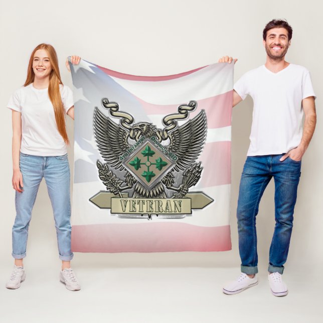 4th Infantry Division Veteran Fleece Blanket (In Situ)