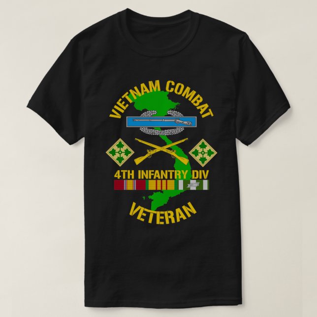 4th Infantry Division  Vietnam Combat Veteran  T-Shirt (Design Front)