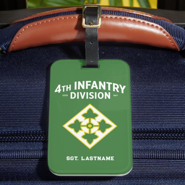 4th Infantry "Ivy" Division Customisable Luggage Tag (Front Insitu 2)