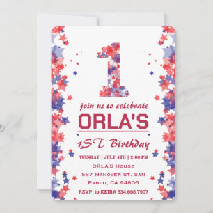 4th July 1st Birthday Party Invitation