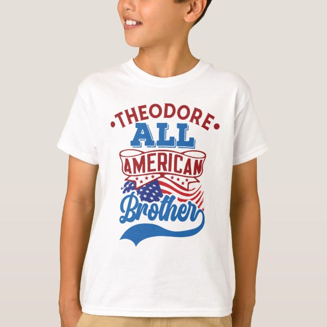 4th july All american brother patriotic family T-Shirt (Front)