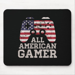 4th July All American Gamer Patriot Men Boys Kids  Mouse Mat