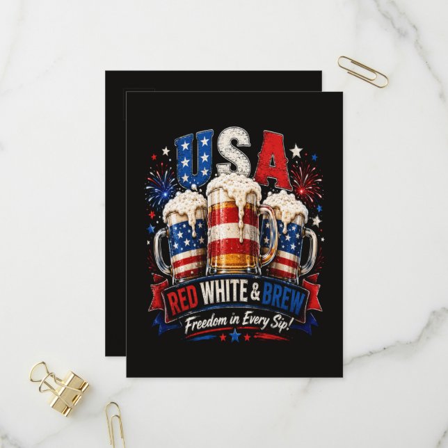 4th july america 250th invitation postcard (Front/Back In Situ)