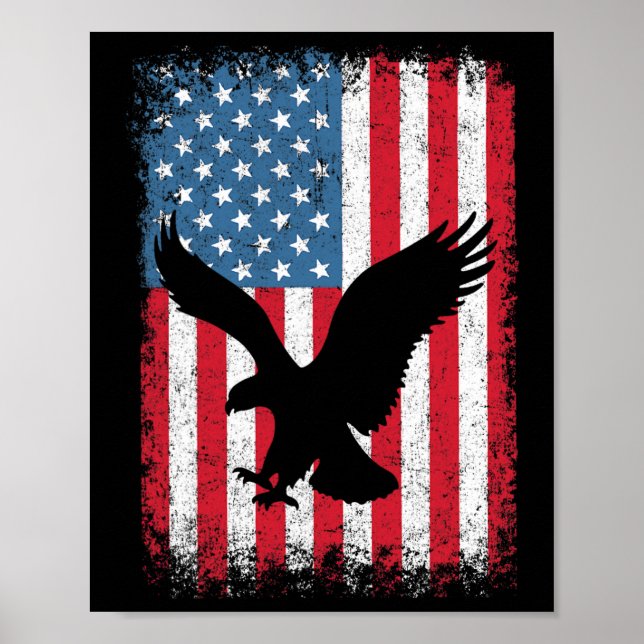 4th July American Eagle Flag- Independence Day T S Poster (Front)