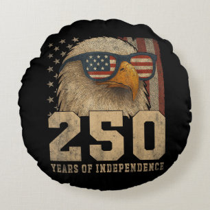 4th July American Flag Eagle Vintage 250 Years 177 Round Cushion