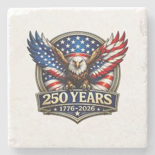 4th July American Flag Eagle Vintage 250 Years 177 Stone Coaster