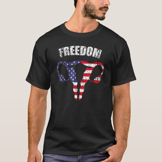 4th July American Flag Uterus Women's Rights Pro C T-Shirt (Front)