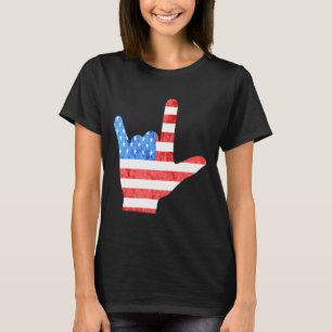 4th July American Sign Languages Deaf Awareness T-Shirt