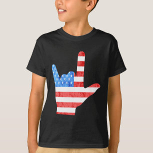 4th July American Sign Languages Deaf Awareness  T-Shirt