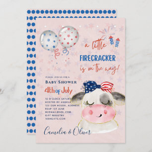 4th July BABY SHOWER INVITE Firecracker Cow