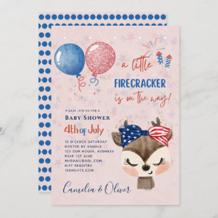 4th July BABY SHOWER INVITE Firecracker Deer